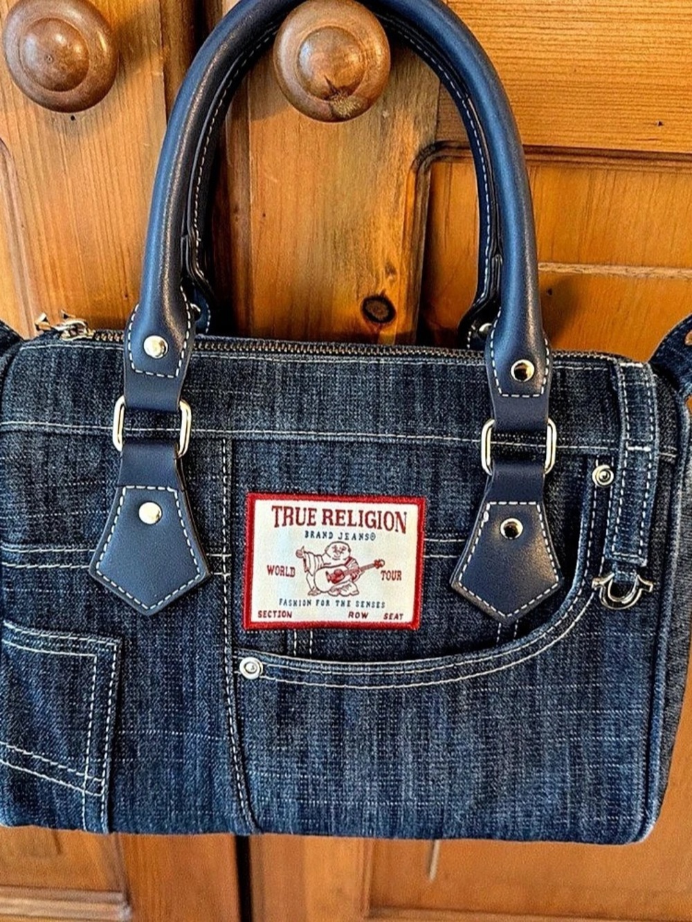 True Religion Heritage Denim Satchel Bag in Blue
